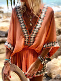 Romper estilo kimono con estampado bohemio de playa