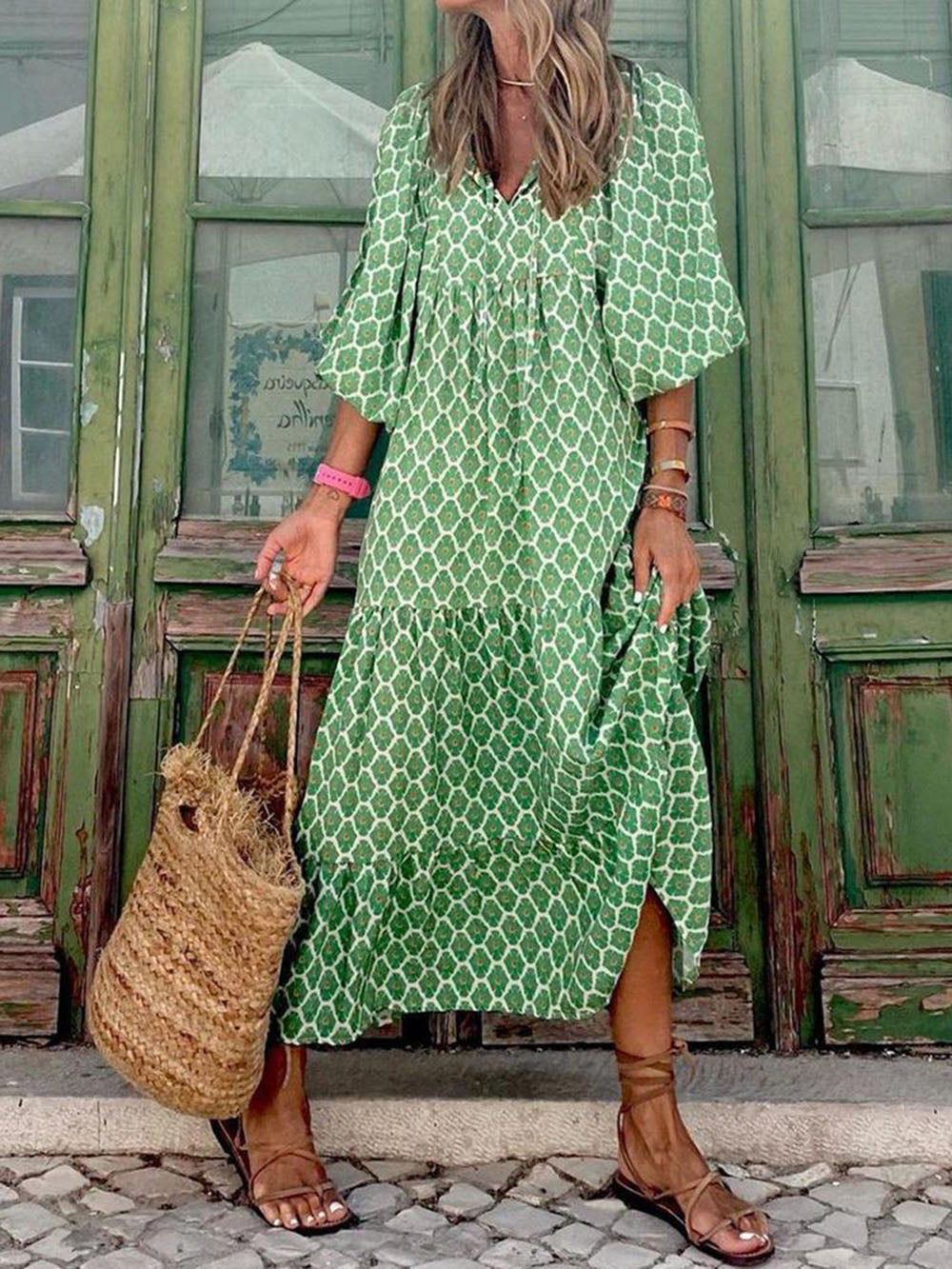 Vestido maxi estampado bohemio