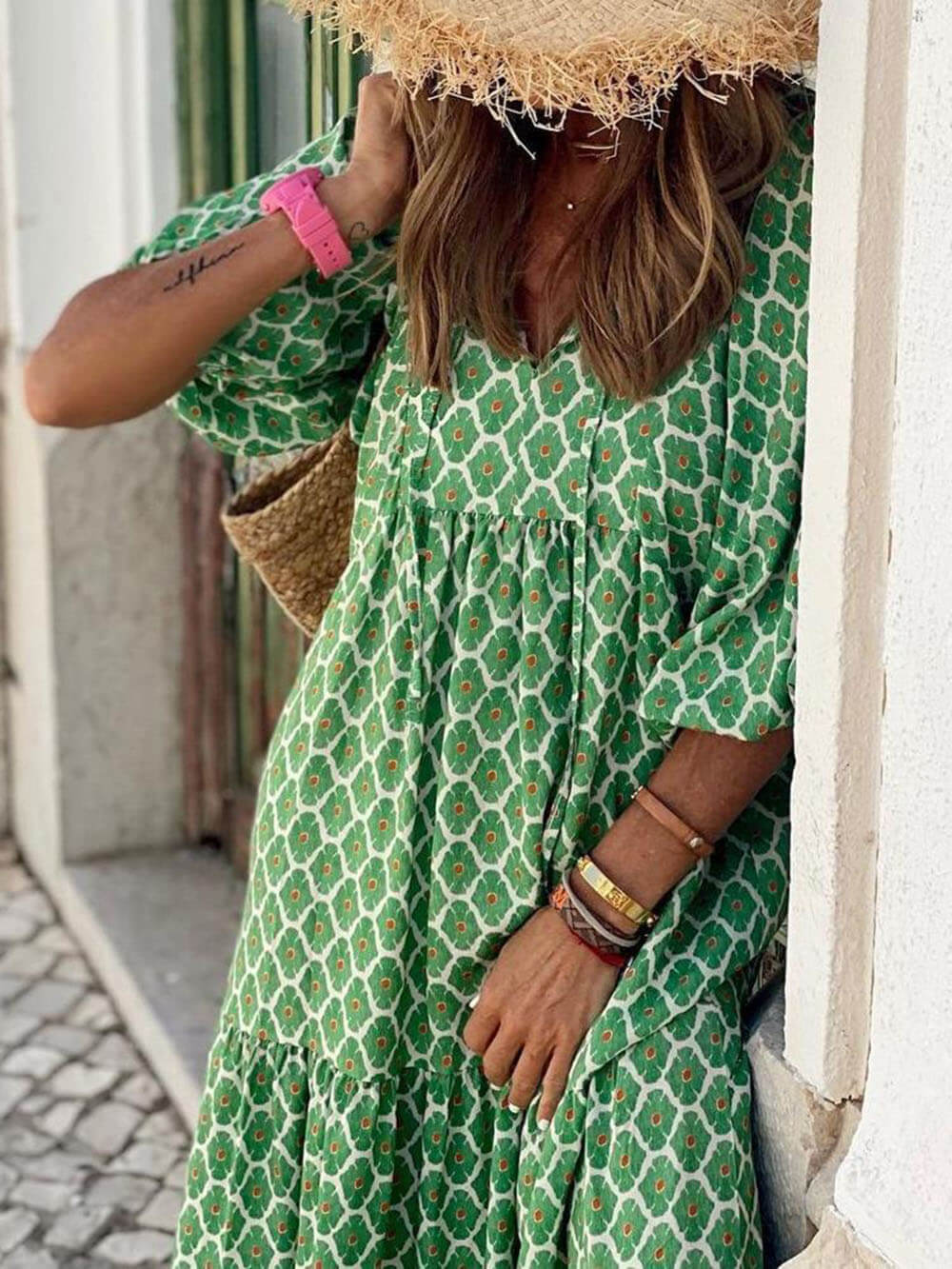 Vestido maxi estampado bohemio
