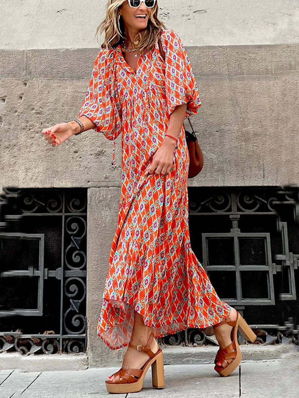 Vestido maxi estampado bohemio