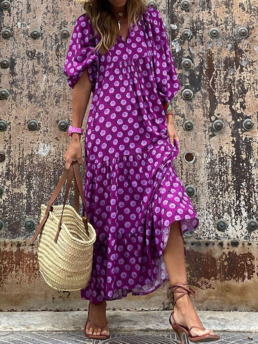 Vestido maxi estampado bohemio