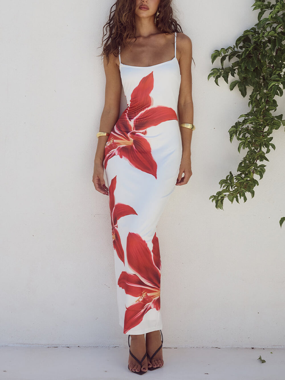 Vestido maxi con estampado floral abstracto e inolvidable