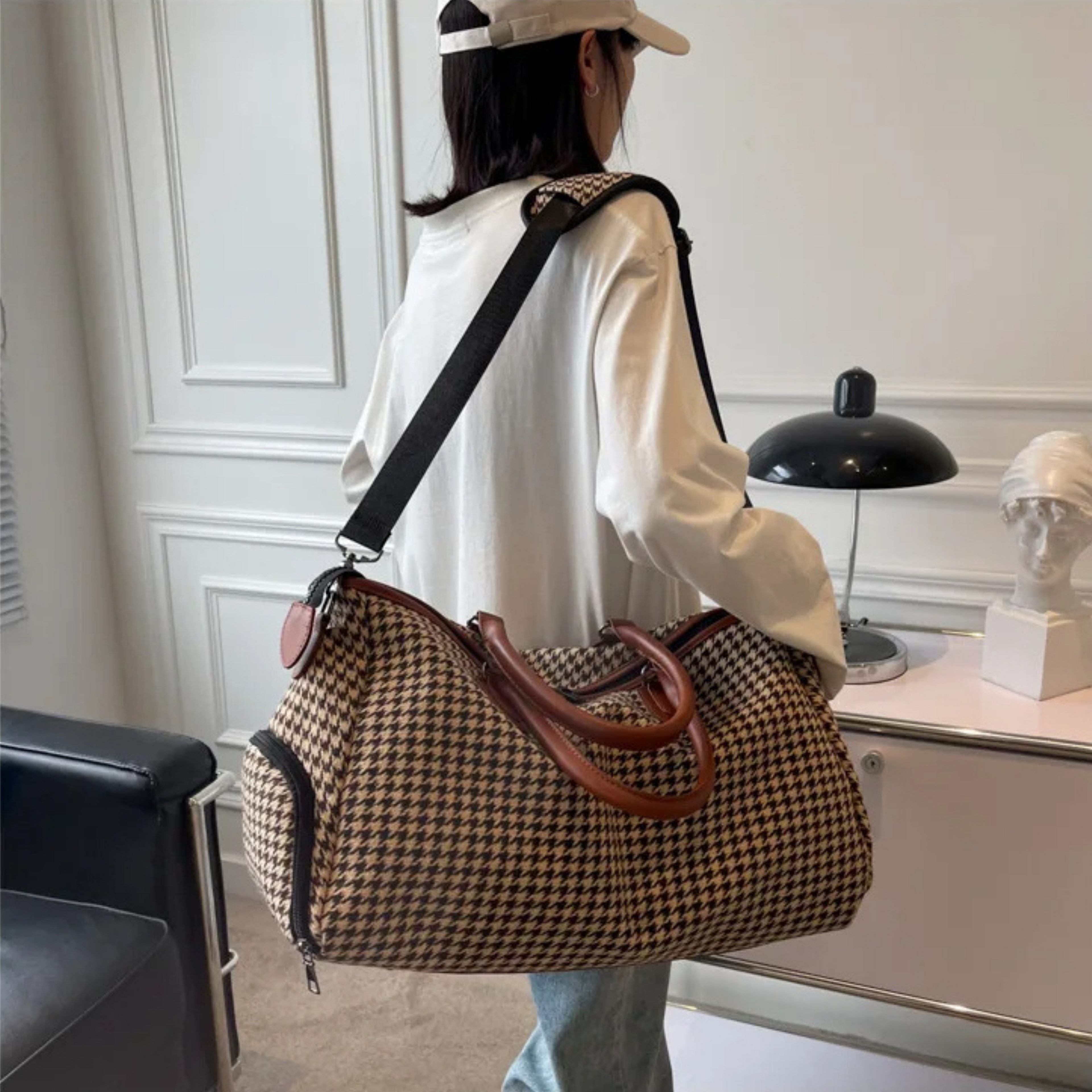 Bolso de fin de semana Avenue con estampado de pata de gallo