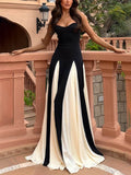 Vestido maxi de tul con paneles, de corte en A, tipo slip