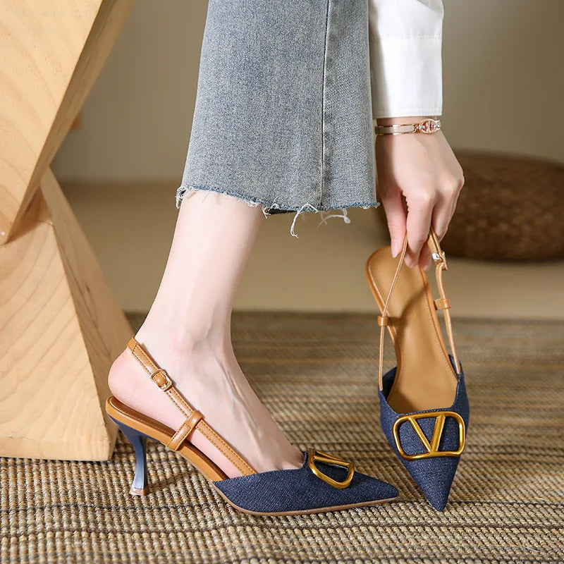 Valentina zapato slingback con tacón de aguja