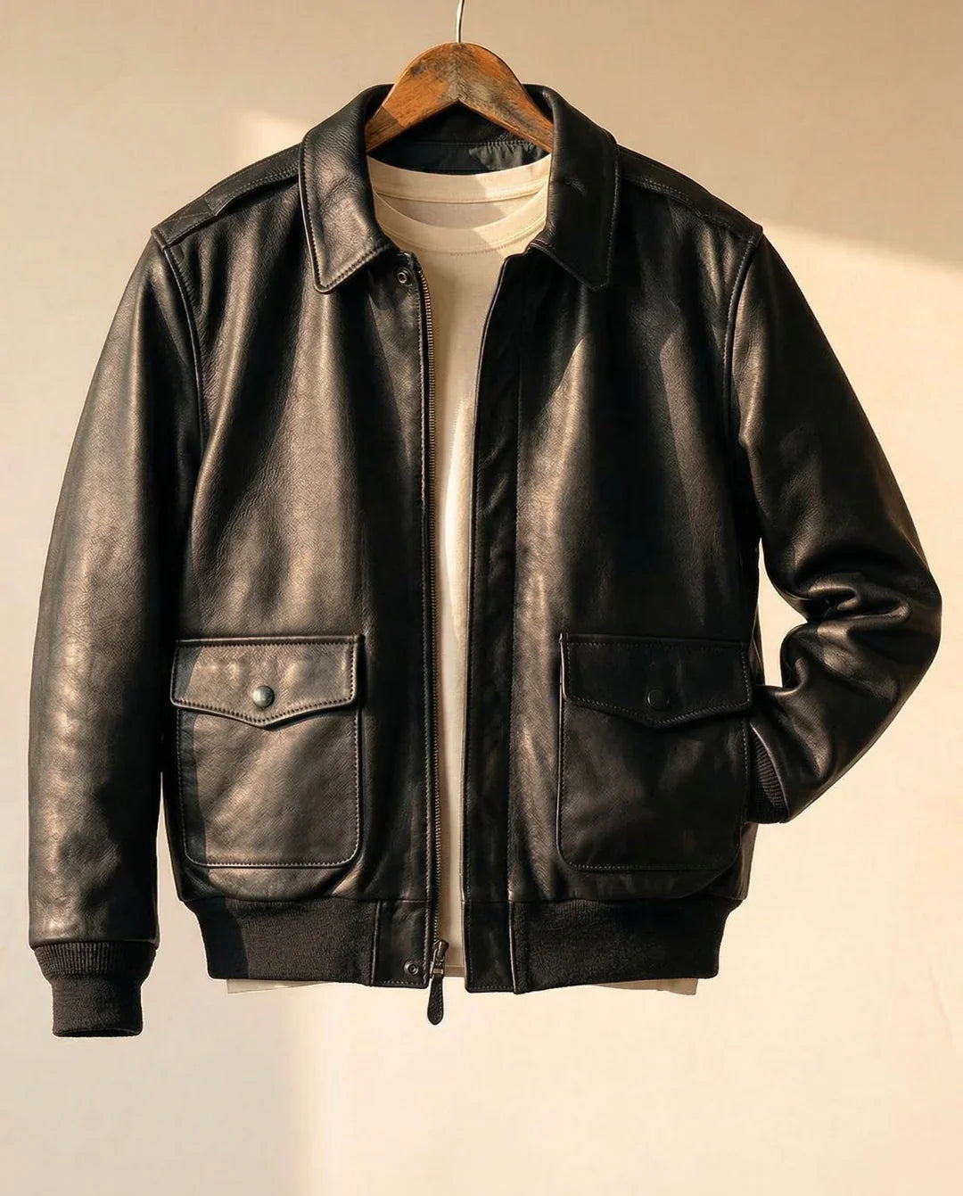 Leonardo — Chaqueta de cuero estilo aviador