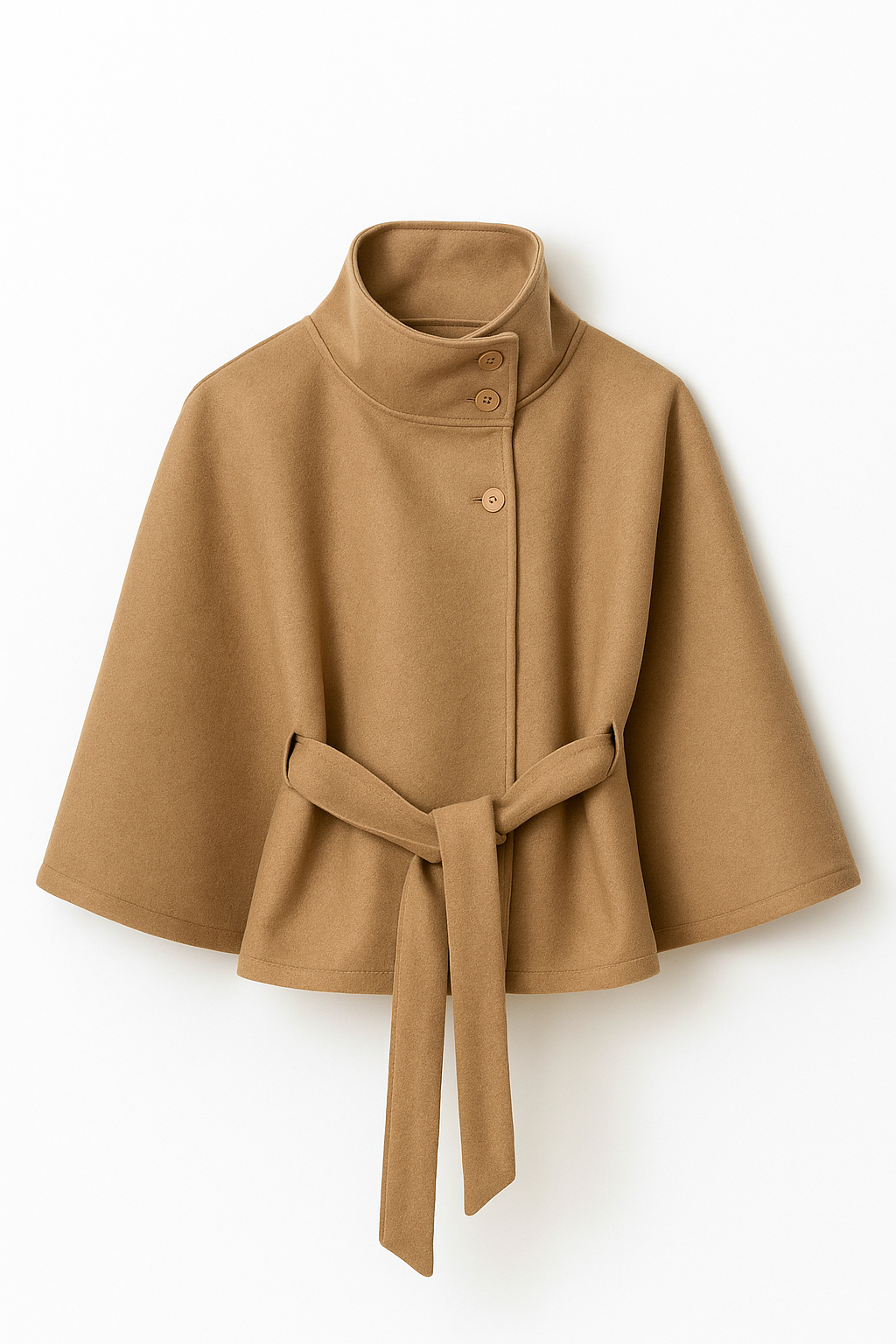 Chloe | Chaqueta de capa con cuello alto y cinturón