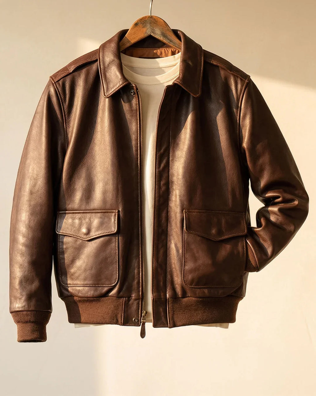 Leonardo — Chaqueta de cuero estilo aviador