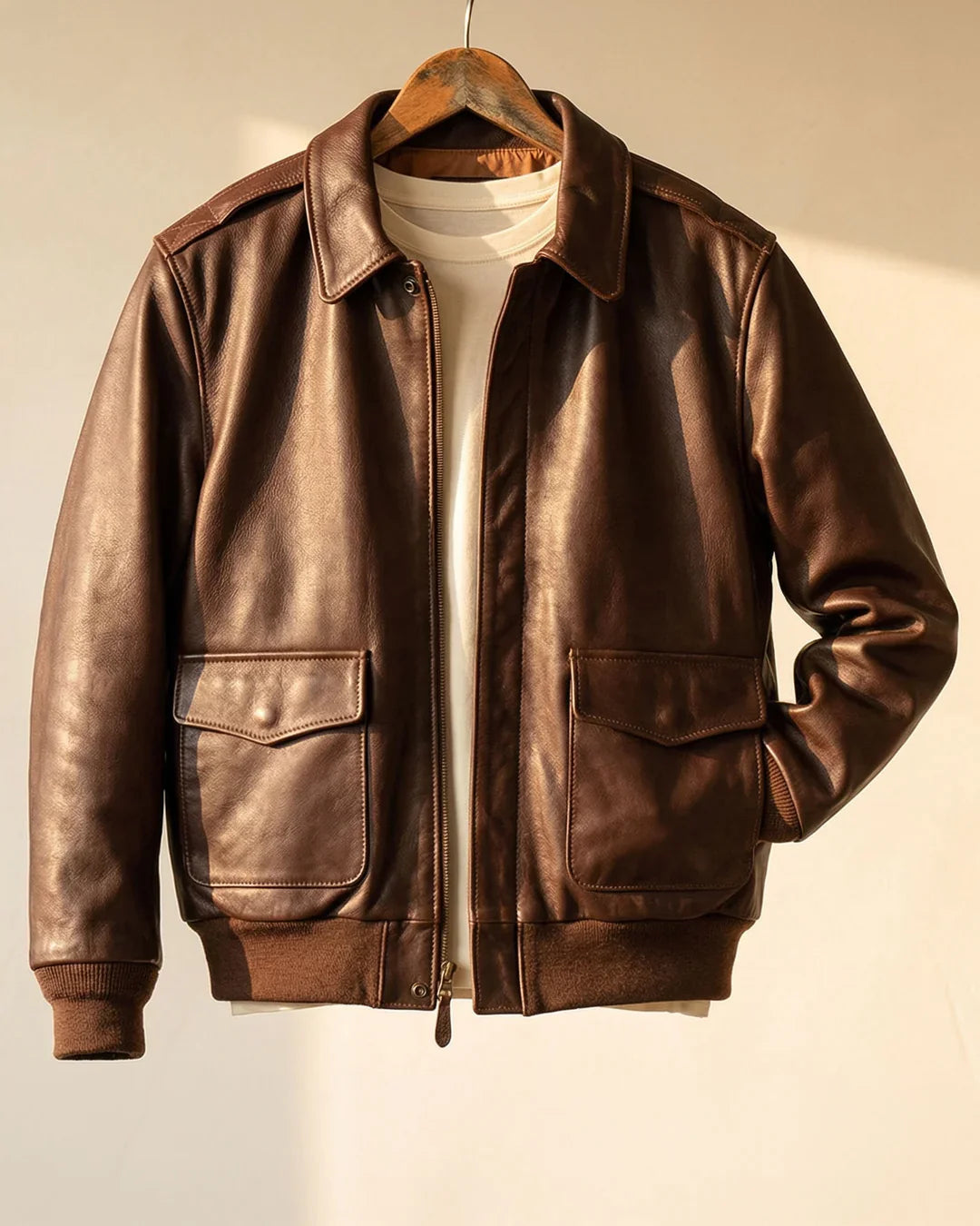 Leonardo — Chaqueta de cuero estilo aviador