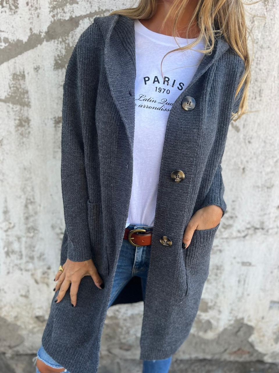 Marjorie – Cardigan Largo Elegante de Punto Suave