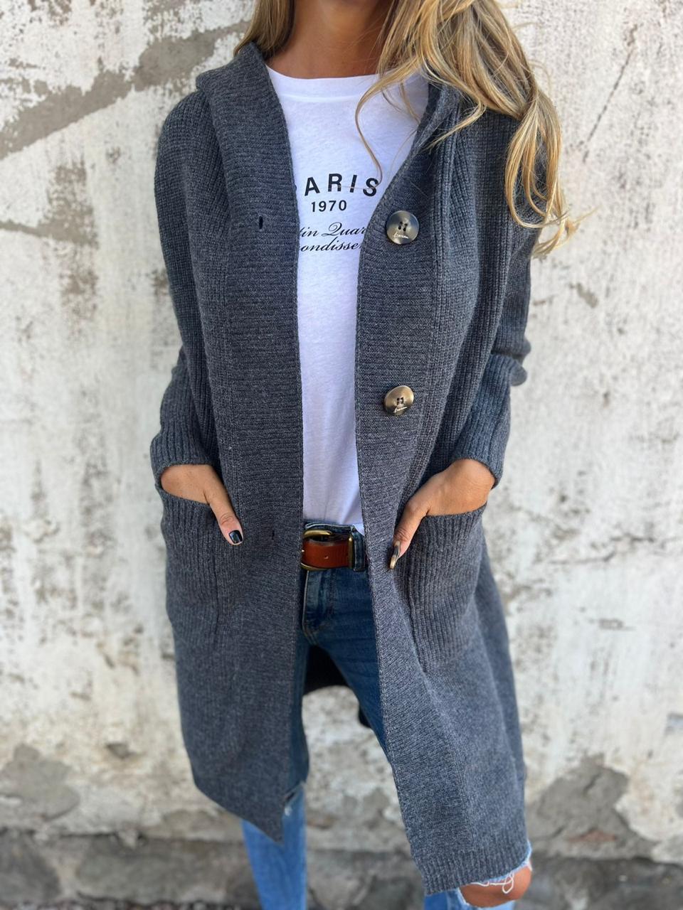 Marjorie – Cardigan Largo Elegante de Punto Suave